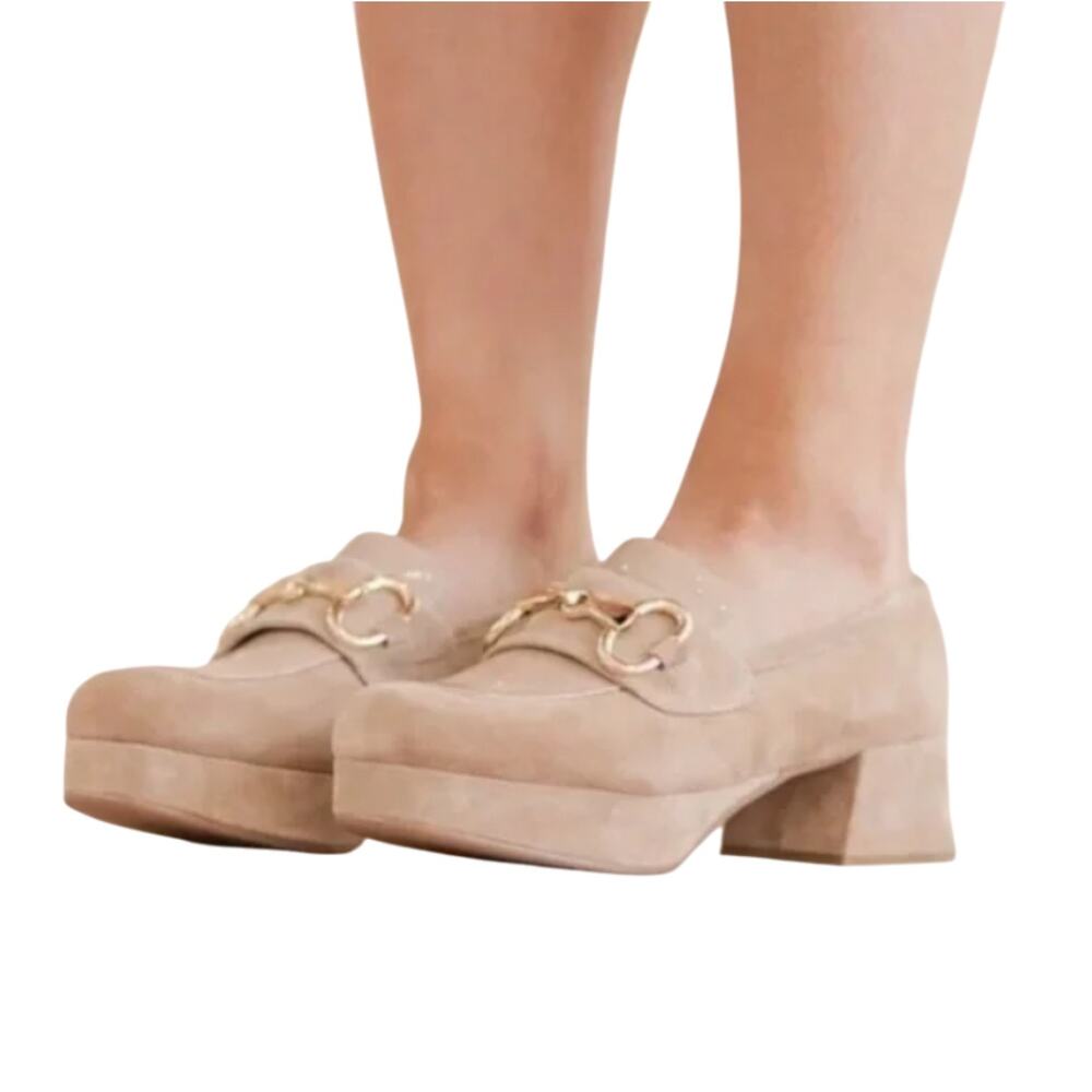 Jeffrey Campbell Tan Suede Platform Loafers - Picture 2 of 12